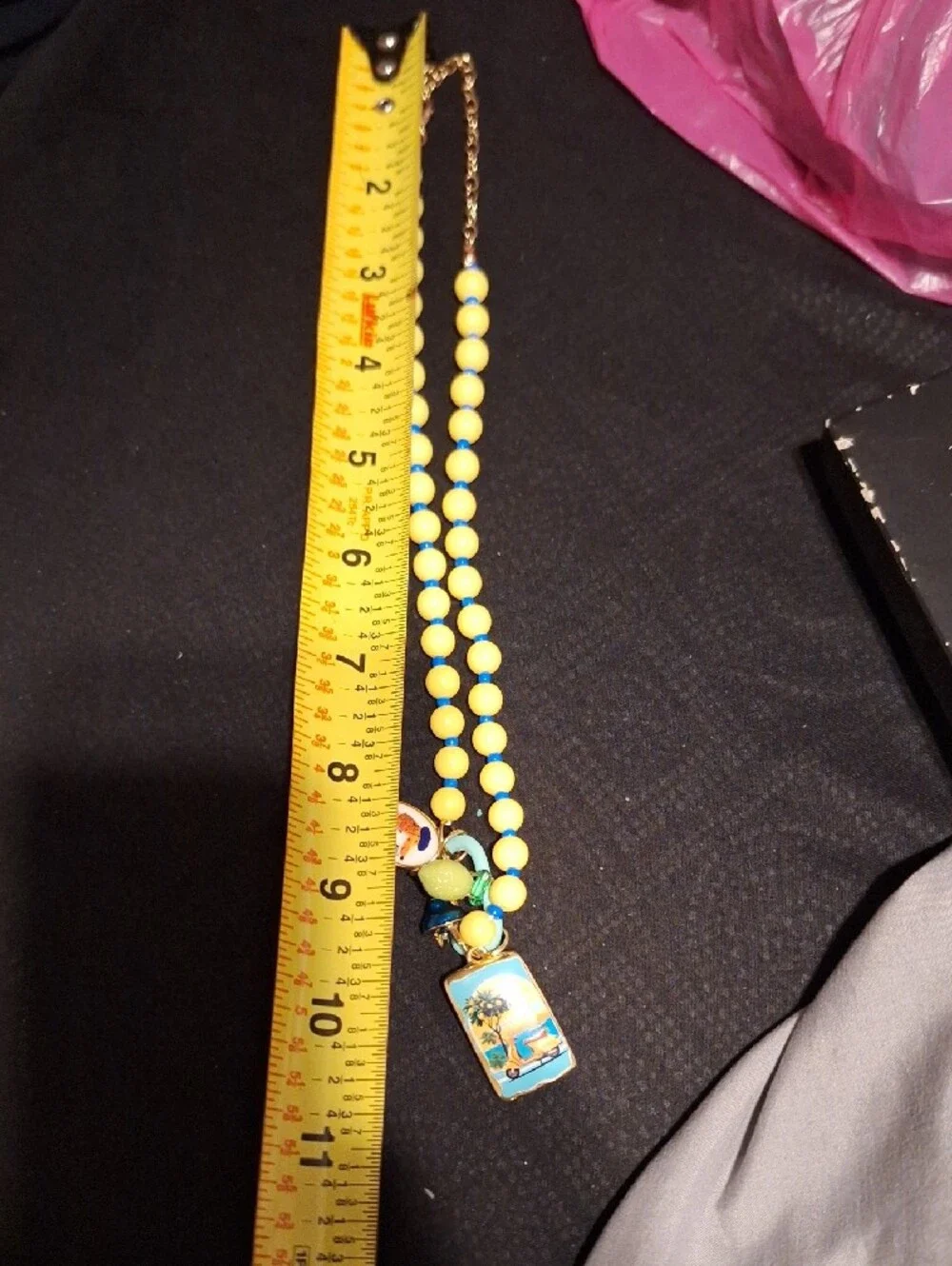 Kids Beaded Charm Necklace - Blue & Yellow